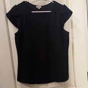 Lily White Black Cap Sleeve Blouse